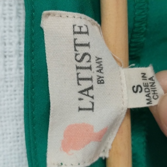 L"atiste by Amy Dress Blouse Work Top Casual Dress Blouse Size Small Green Flowy - Picture 4 of 4